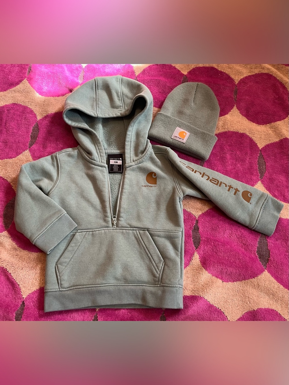 2-Piece Patina Carhartt Toddler Hoodie and Beanie Bundle